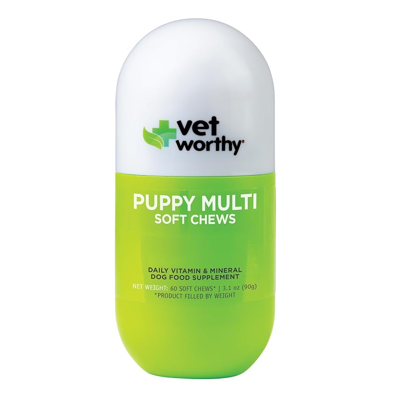 Multivitamínico para Filhotes de Cães Vet Worthy em Soft Chews com Sabor Bacon, 60 unidades