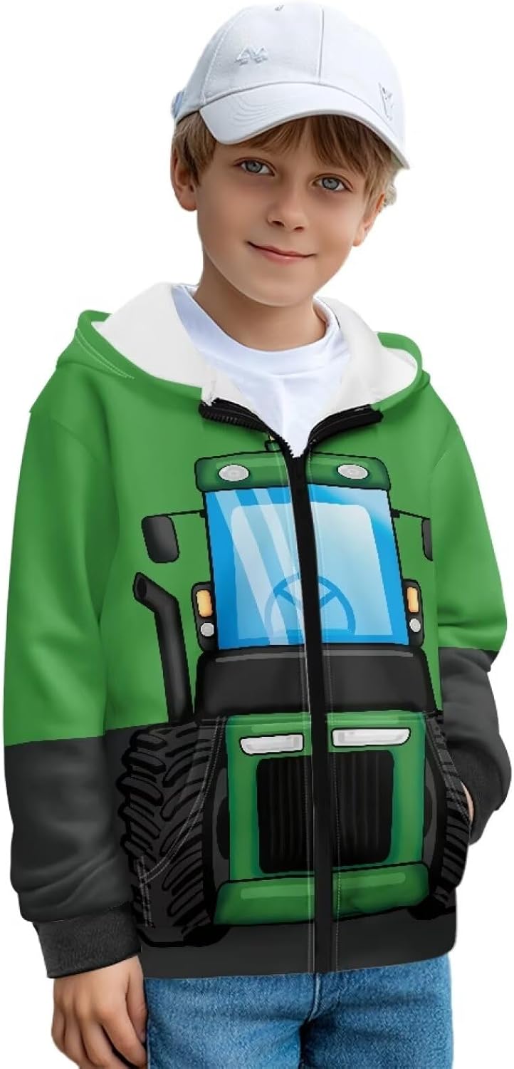 AFPANQZ Toddler Kids Zip Up Hoodie Sweatshirt with Pockets Fall Clothes Plush Lined Teen Boys Hooded Jacket 6-16 Years
