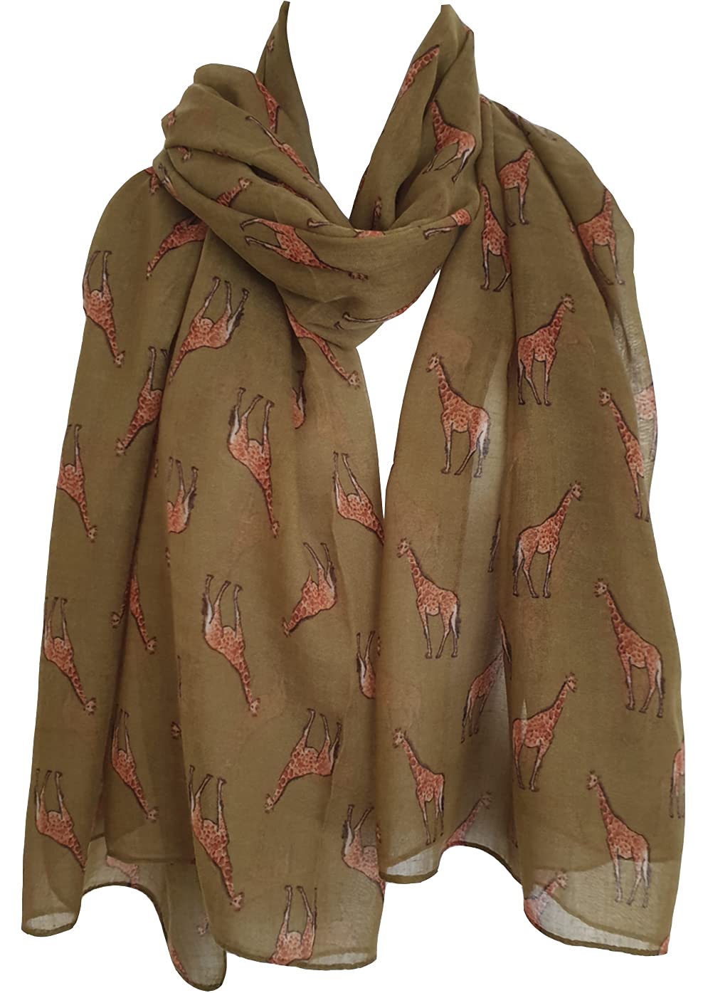 Glamlondon Women's Green Giraffe Print Scarf Latest Fashion Modern Giraffa Animal Horse Wrap Shawl (Green)