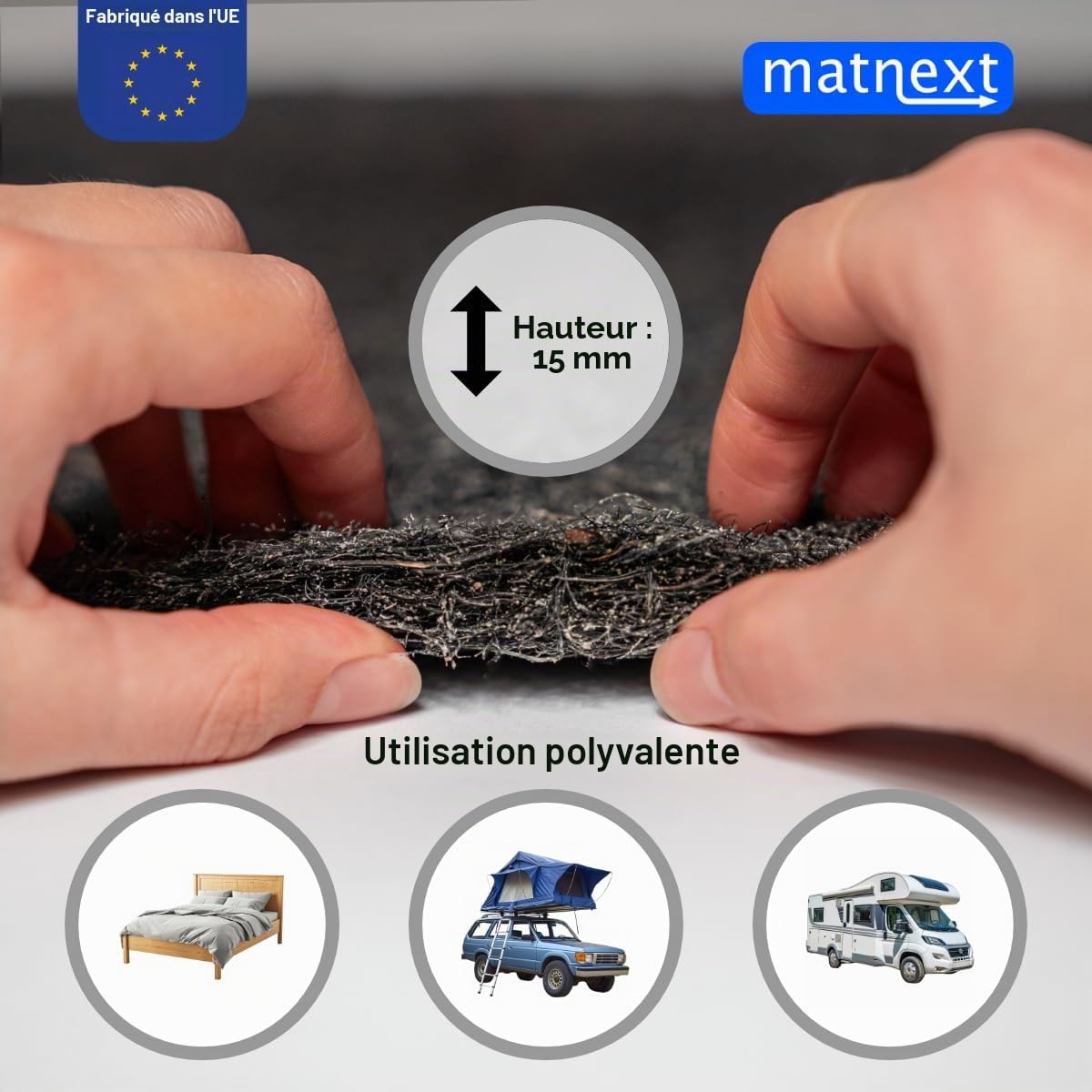 Airflow ECO sous-Matelas 15mm en Fibres de Coco et Latex Naturel - sous-Matelas Durable & Respirant pour l'aération du Matelas (140cm x 200cm)