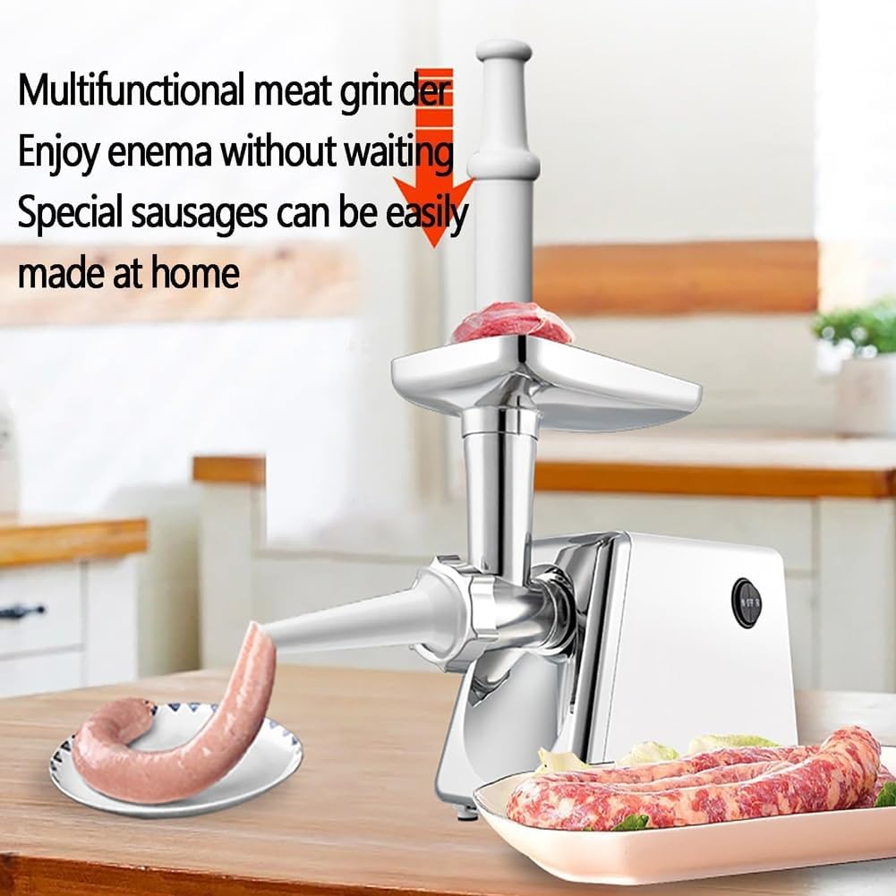 Electric Meat Grinder with Tomato Strainer, Multifunctional Food Mincer Machine, Sausage & Kubbe Maker, 3 Grinding Plates, Easy to Clean, Perfect for Home Kitchen Use