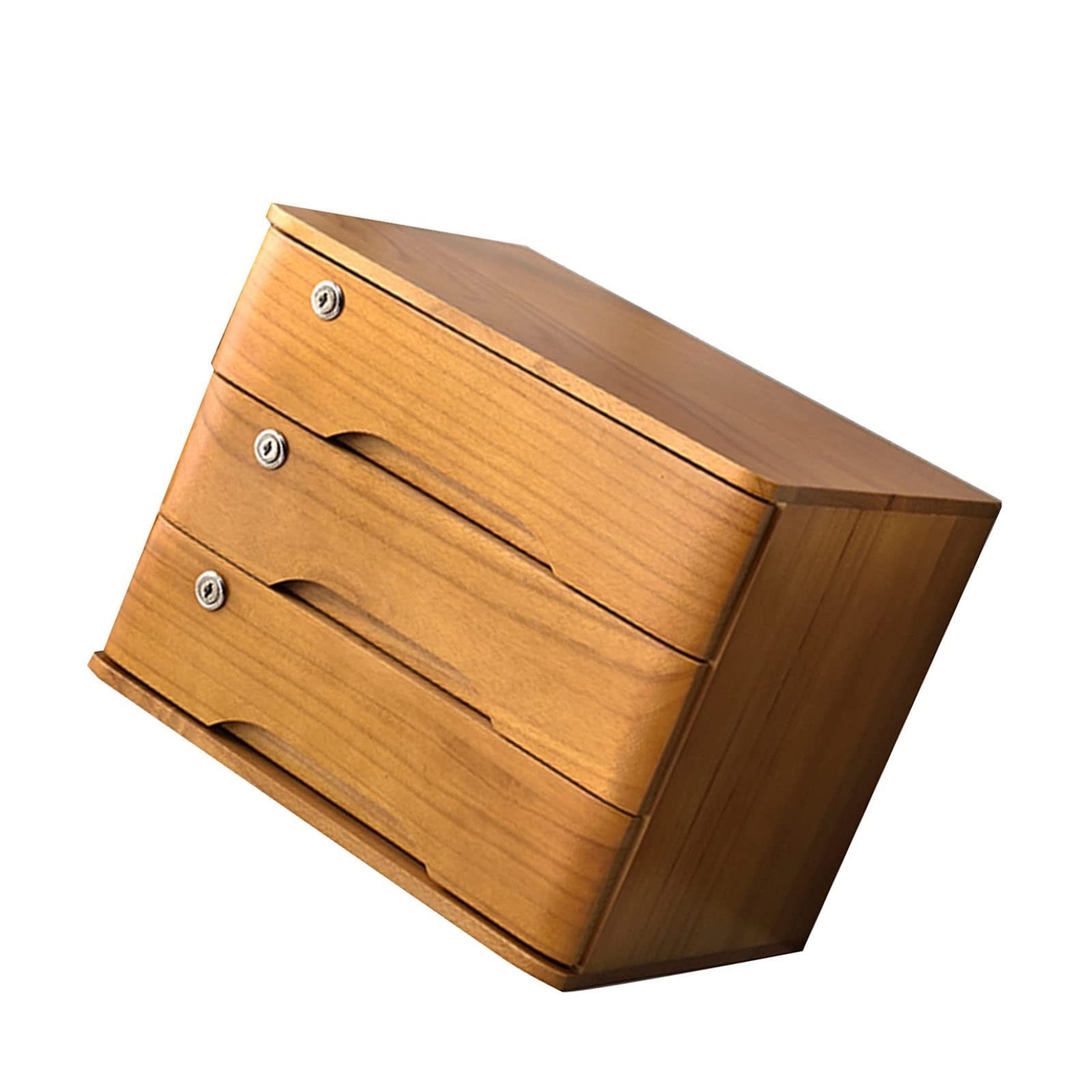 SaryEdge Wooden Desktop Storage Box with Lockable File Cabinet for Office & Home 3Tier Data Storage Solution Stylish & Functional Desk,3 layer