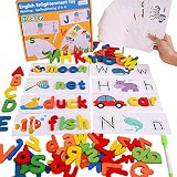 Mgichoom Jeux d'orthographe, Apprentissage préscolaire ABC avec 26 Lettres majuscules et 26 Lettres minuscules, Activités d'apprentissage préscolaire, Jeu de Reconnaissance de Formes et de Couleurs