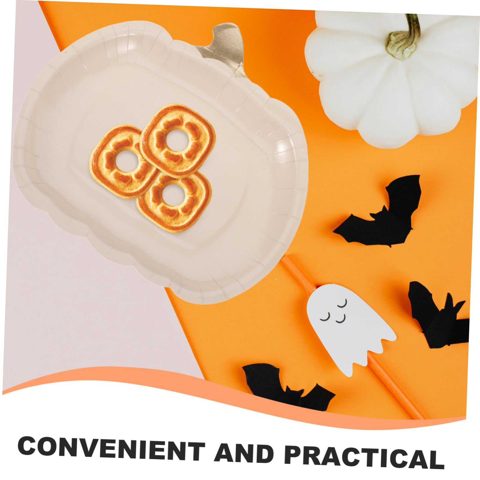 50 Piatti Di Carta A Forma Di Zucca 23 Cm - Tema Autunno, Halloween E Ringraziamento, Usa E Getta