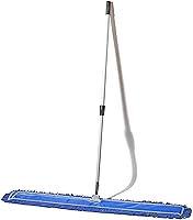 Vista 17 de Trapeador de polvo comercial azul de 24 pulgadas y barredora de piso con mango extensible, mopa para limpieza de suelos de madera, azulejos