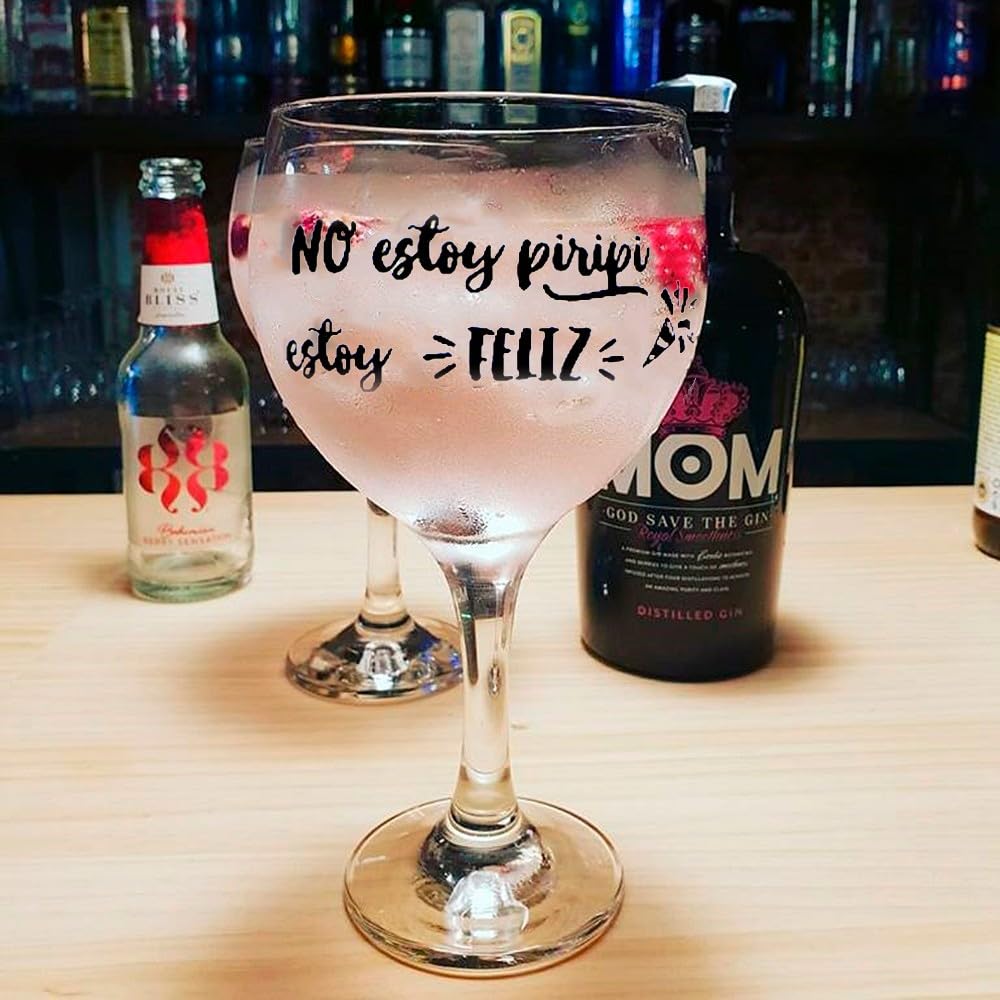 Pack. 6 Copas Balón Cocktail cristal 64.5 cl. frases divertidas nueva temporada