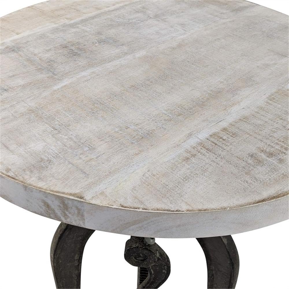 Carolina Classic Regan Adjustable Crank Accent Table in Driftwood/Aged Iron