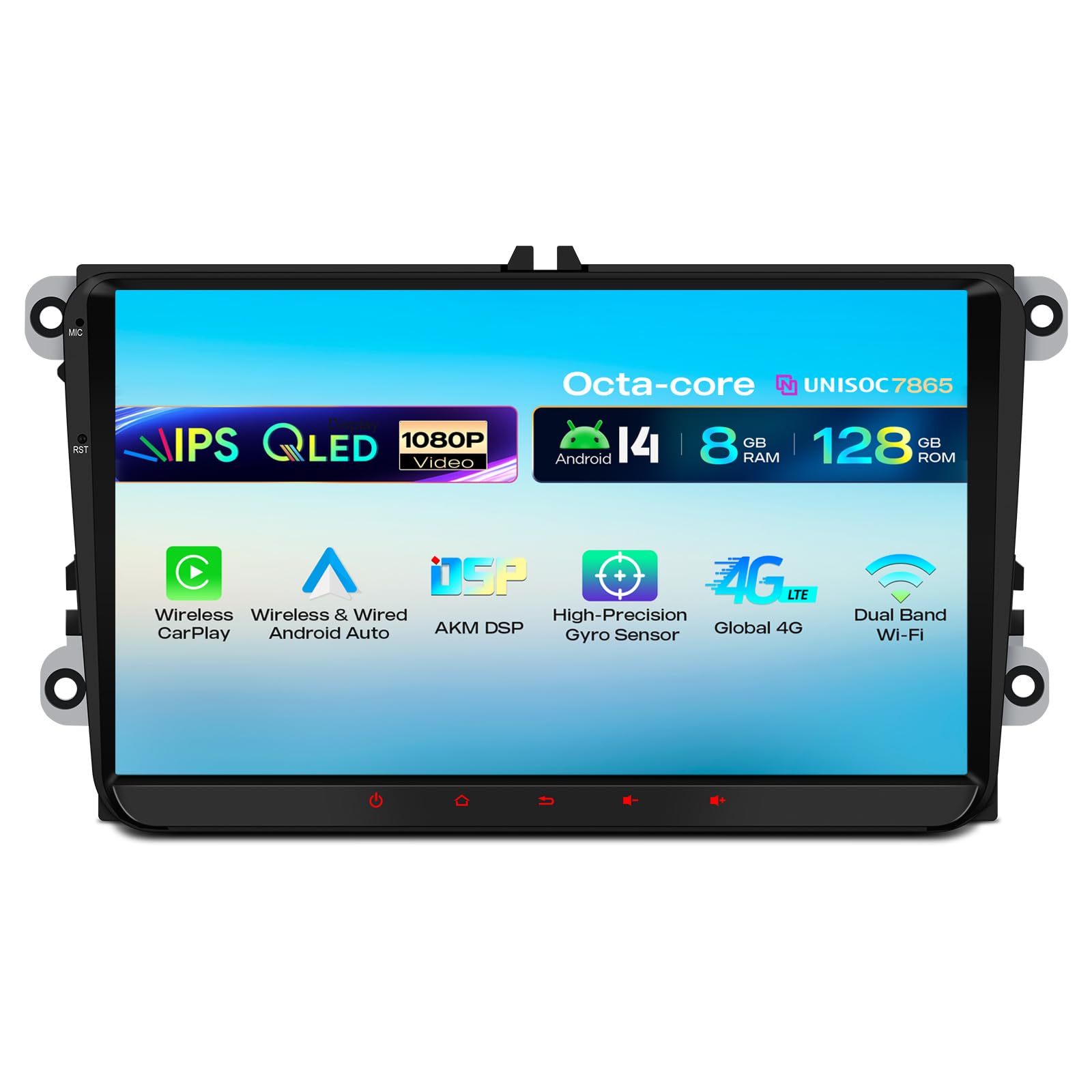 XTRONS Android 14 Autoradio Octa Core 8+128GB für VW T5 Golf MK5 A6 Polo