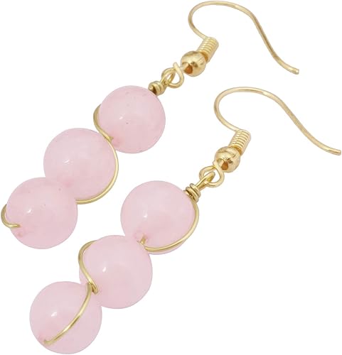 Miniatura 2 de TUMBEELLUWA Aretes colgantes de cuentas de cristal para mujer, aretes de gota de piedra curativa, hechos a mano, alambre de cobre, joyería de cuarzo