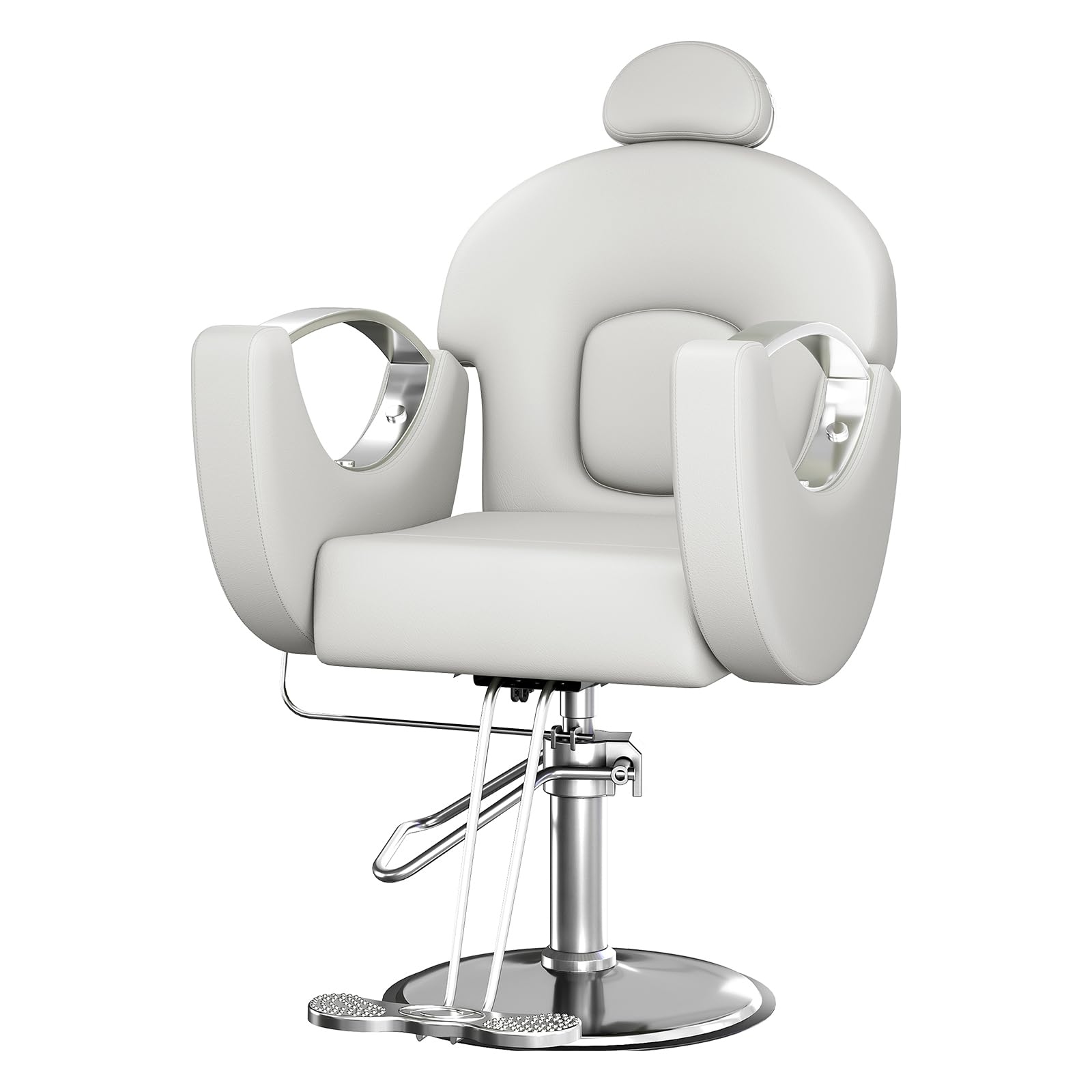 BouPower Barber Salon Chair in Grey & Silver