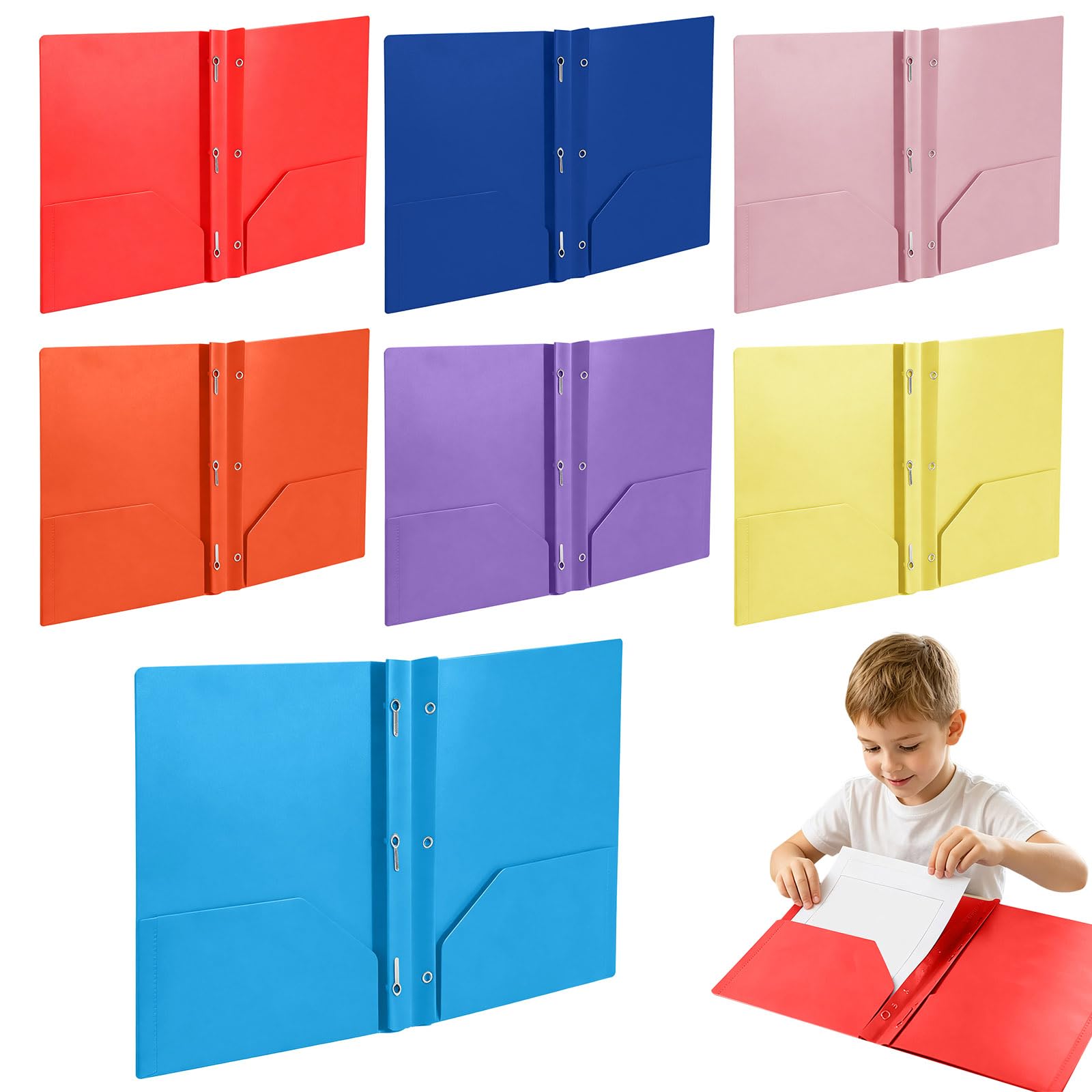 Dokumententasche 7 Stück, Farben Dokumentenmappe, Wasserdichte Mappen mit Löchern, Schnellhefter Pappe extrastark Klettverschluss und Etikettentaschen, Durchsichtige Dokumentenhüllen für Dokumente