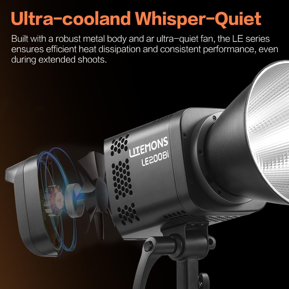 GODOX Light Kit, LE200Bi Continuous Output Lighting, Godox Lighting Kit with Quick Release Softbox, 280cm/ 9.18 FT Stand, 2800K-6500K, CRI 98+, Bluetooth/DMX Control for Studio, Filmmaking