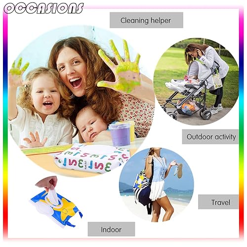 Miniatura 5 de Juego de bolsas portátiles, paquete de 2 contenedores con soporte para toallitas húmedas, reutilizables y recargables para viaje personal