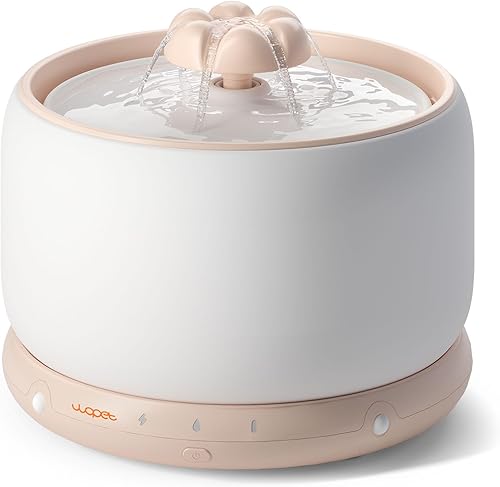 WOPET Fuente de agua inalámbrica de cerámica para gatos, fuente de agua elegante de 3 l101 onzas, fuente de agua para mascotas de 5000 mAh, funciona