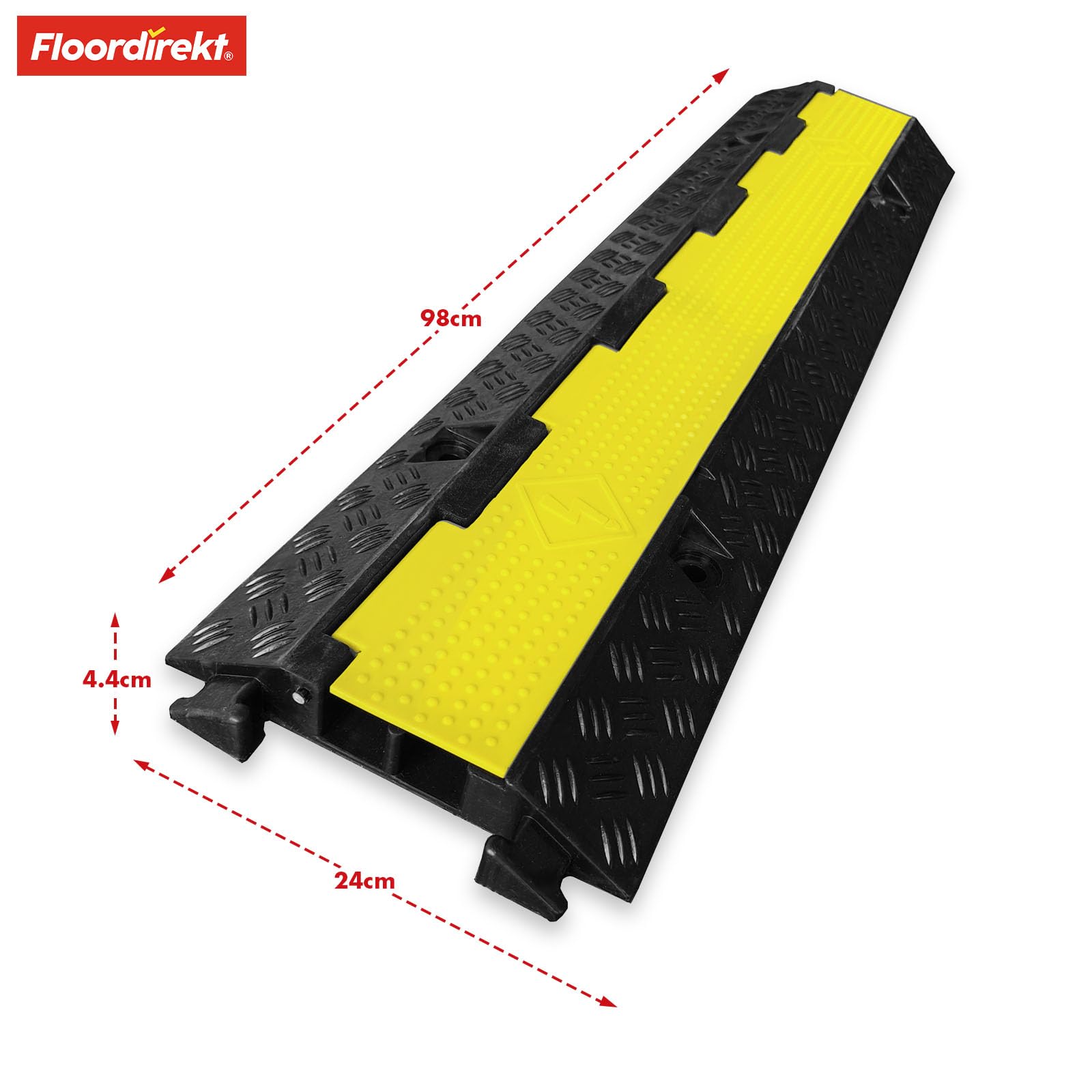 Floordirekt Kabelbrücke Peak - wetterfeste Kabelbrücke überfahrbarer Kabelschutz bis 7,5t für die Baustelle, aus Hartgummi (2 Kanäle, aufklappbar)