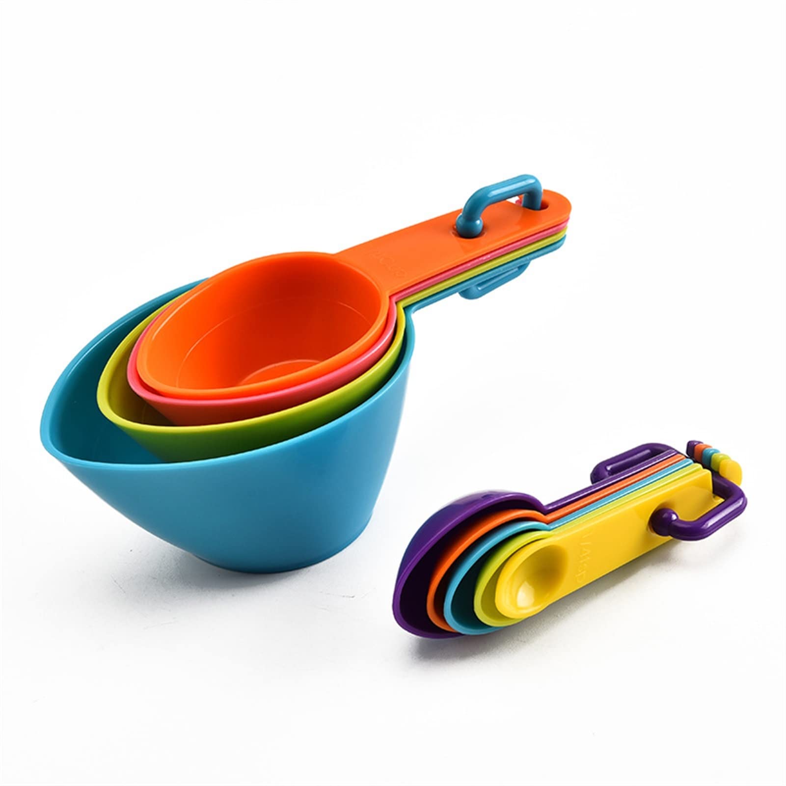 4 Stück/5 Stück/10 Stück Mehrzwecklöffel/Tassenmesswerkzeuge, PP-Backzubehör, Griff aus Edelstahl/Kunststoff, Küchenhelfer (Farbe: 10-teiliges weißes Set) (10-teiliges weißes Set)