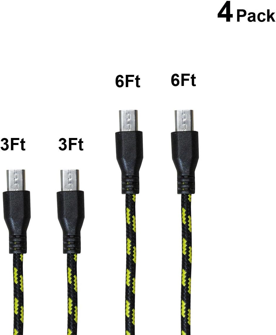 Micro USB Cable APXX 4-Pack Assorted Length Premium Nylon Braided USB 2.0 A Male to Micro B Connector U736Q