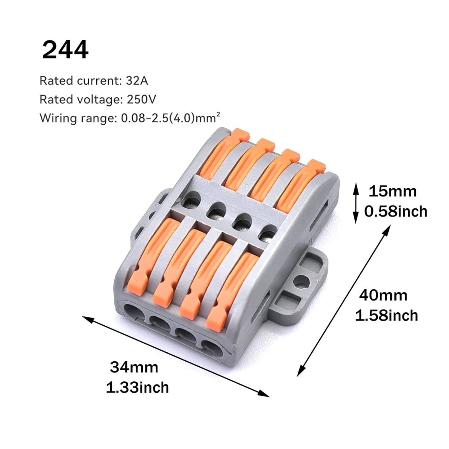 mini Universal Compact Wiring Splicing Conector 5/10pcs Wire Connector with Fixed Holes, Universal Compact Wiring Splicing Conector, Electrical Push in Lighting Terminal Block(Fh244,5 PCS)