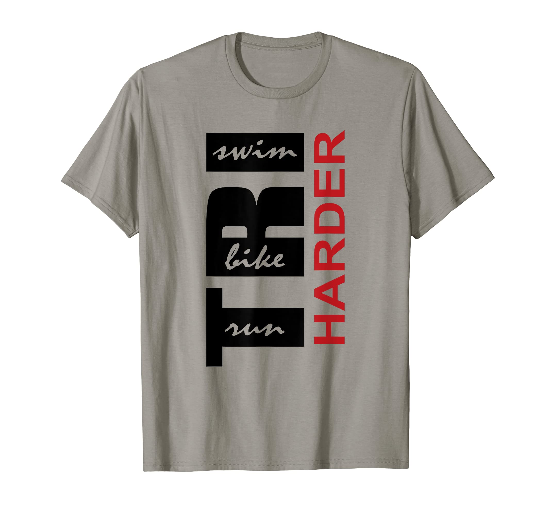 Triathletes "TRI HARDER"- Swim Bike Run Triathlon Design T-Shirt, Black
