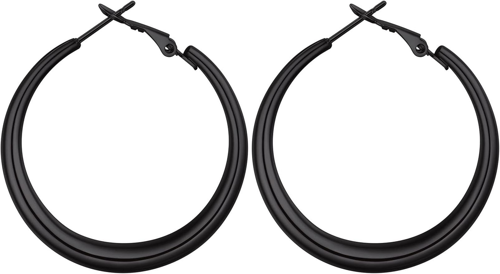 FOCALOOKStainless Steel Hoops Earrings for Women 40/60/80mm Large Big Hoops Circles Earring Gold/Black Plated Simple Earrings(With Gift Box)