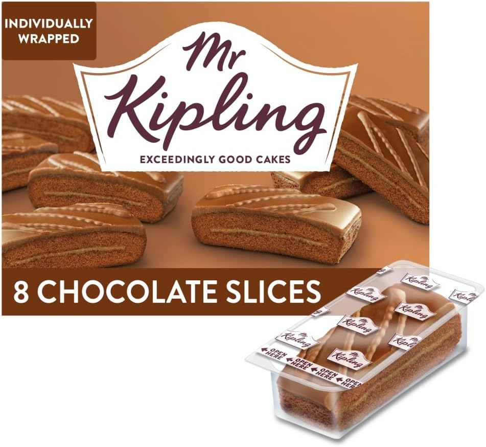 Mr Kipling Chocolate Cake Slices, 8 Treats – Perfect For Snacking On-the-Go (Pack of 1)