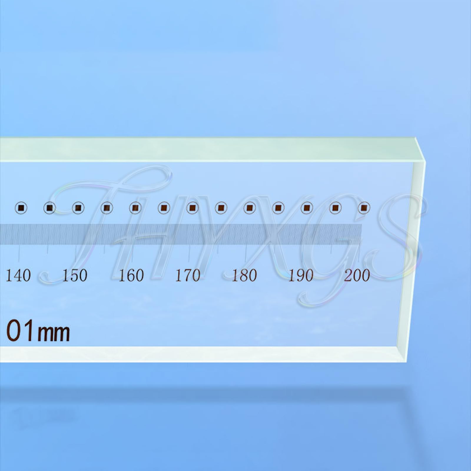 Righello in vetro, strumento di misurazione ottica, litografia a scrittura diretta, precisione ± 0,5 um, lunghezza 100-600 mm, include scatola in alluminio