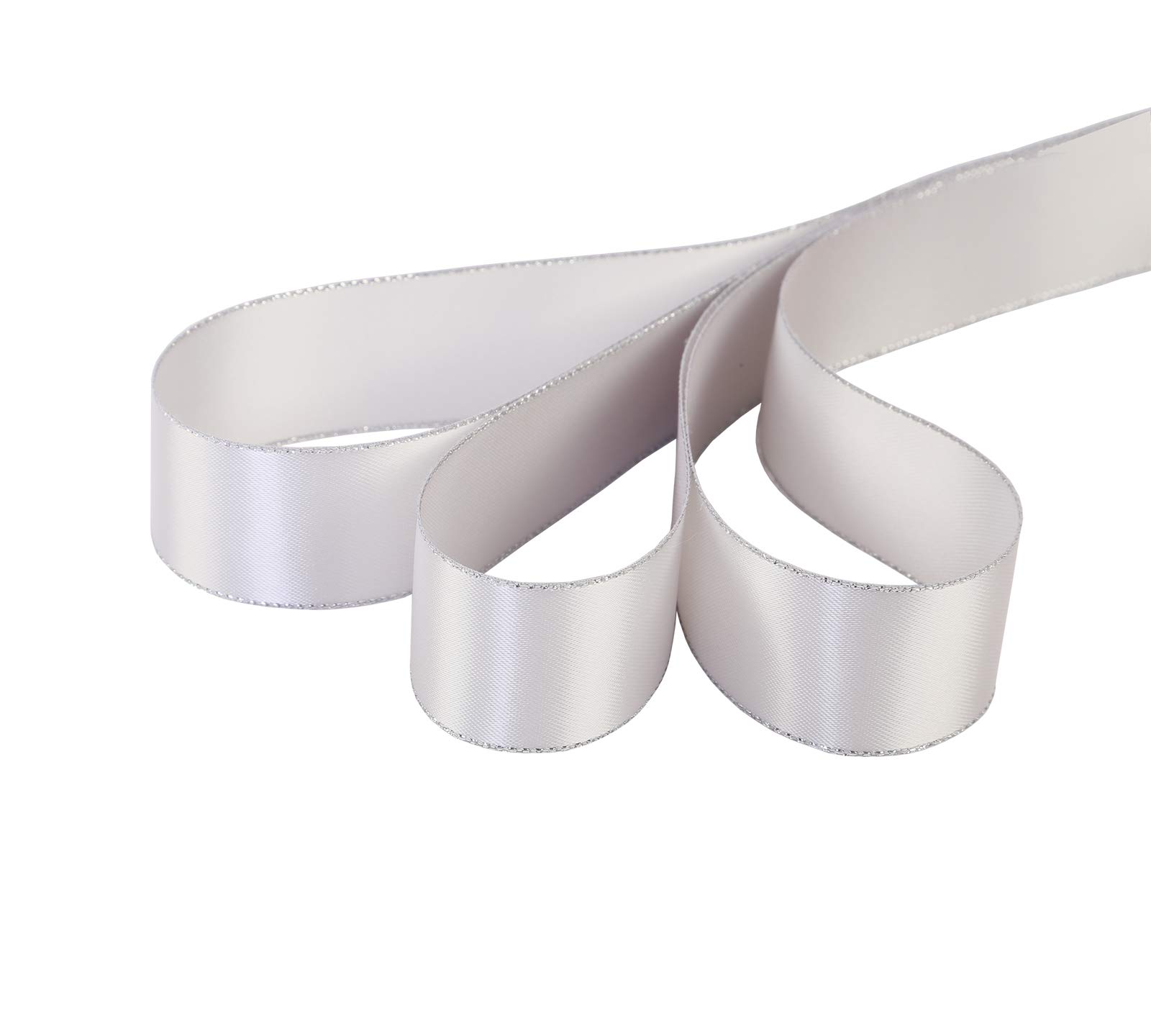 ぽいぽい　リボン　グレー　M Amazon | ITIsparkle 両面サテンシルバーエッジリボン 幅25mm×22M巻