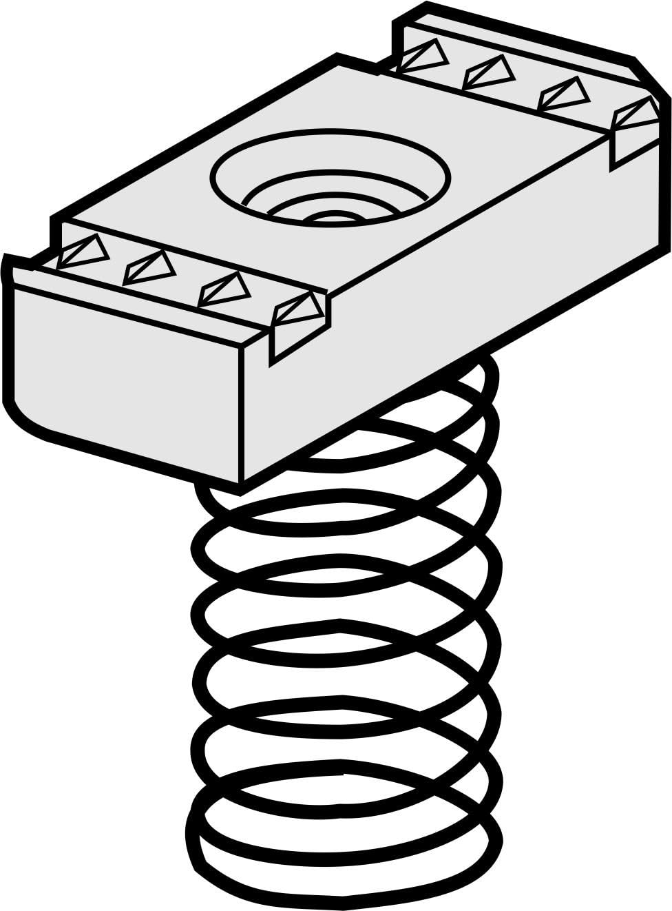 VERSABAR VSN-1037-SS 3/8" CHANNEL NUT WITH STANDARD SPRING STAINLESS 316 25/BOX