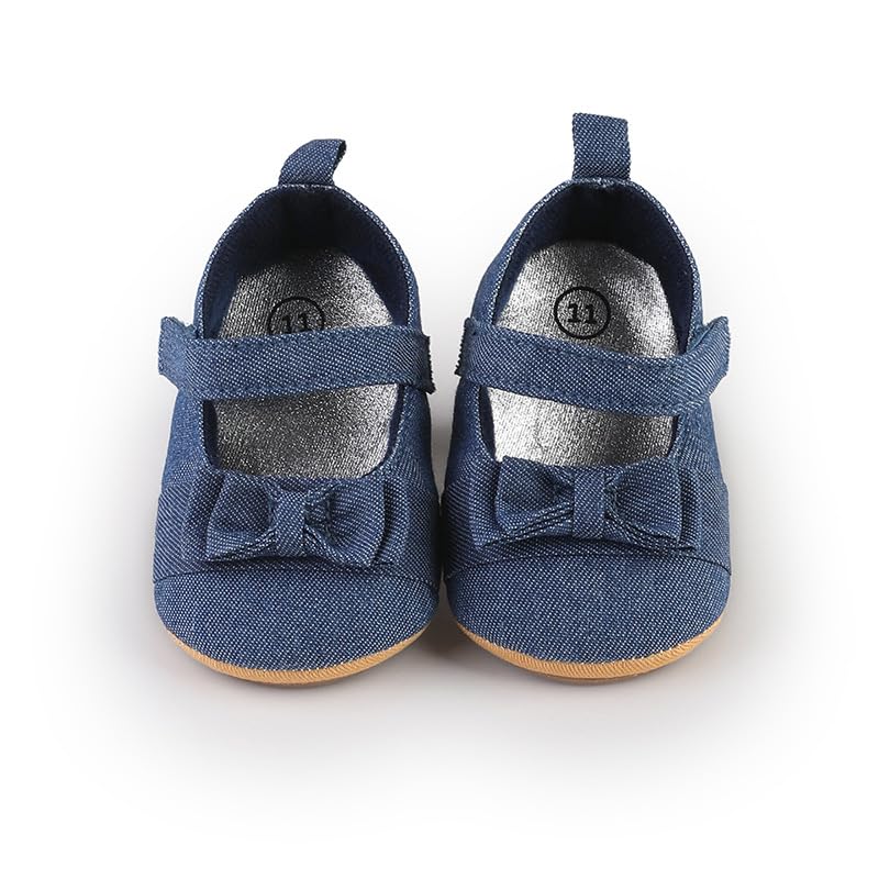 Newborn Baby Girls Infant Soft Rubber Sole Mary Jane Denim Shoes Moccasins Baptism Christening Crib Shoes Wedding Princess Flats3