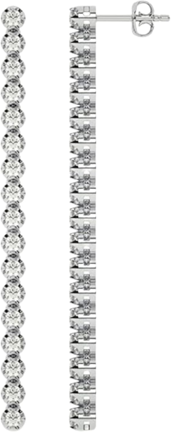 1-2 Carat Round Brilliant Cut Lab Grown Diamond Hoop Earrings, 10K White Gold| Ideal Gift for Her