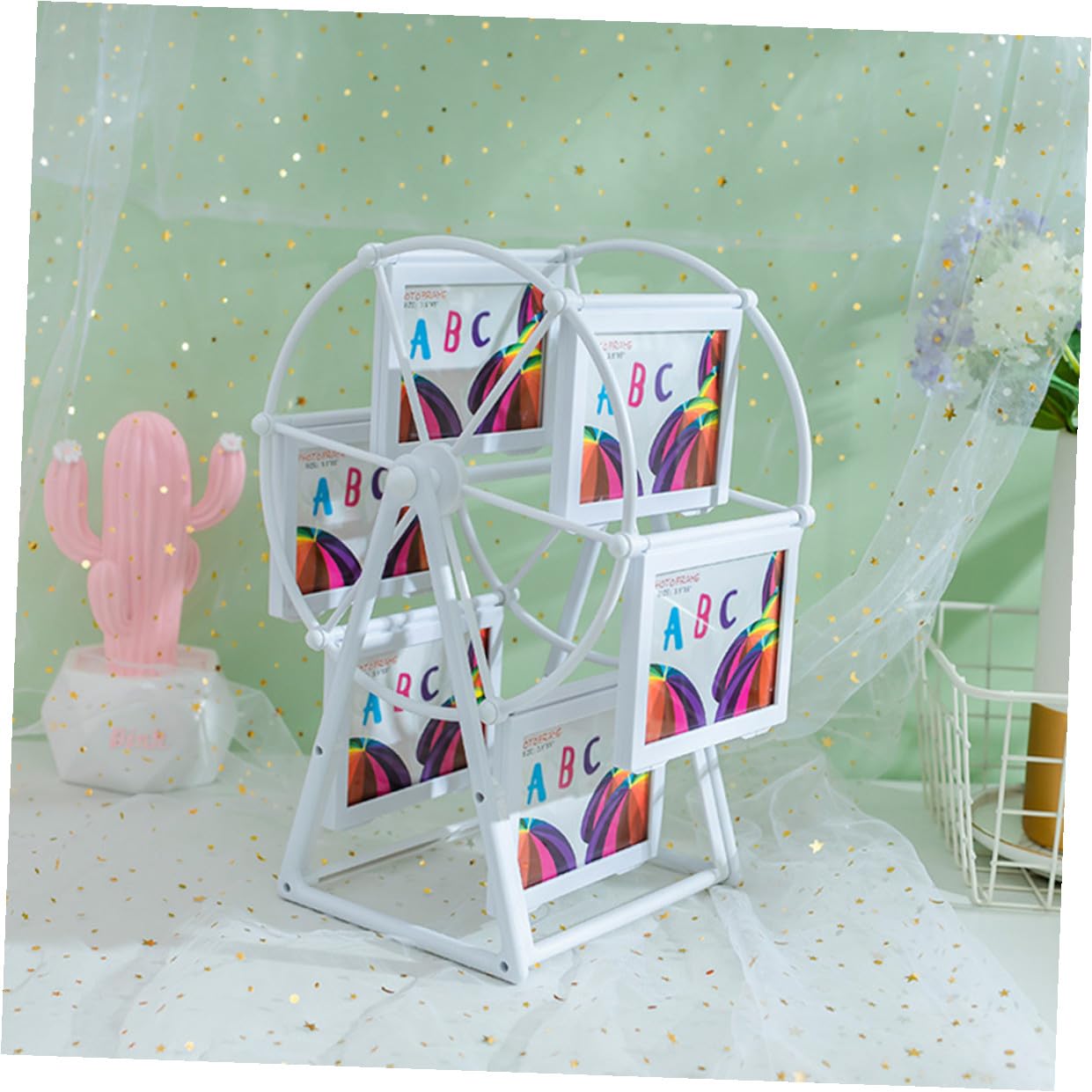 TOYANDONA Windmühlen Fotorahmen 5 Zoll Kunststoff mit 360°-drehung | Tischdeko, Klassisch Europäisches Rotationsdesign, für Hochzeiten und Geburtstage