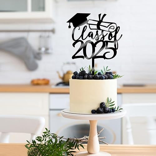 Miniatura 4 de Gold Class of 2025 - Decoración para tartas de graduación con purpurina para la clase de 2025, suministros de fiesta de graduación  Graduados de