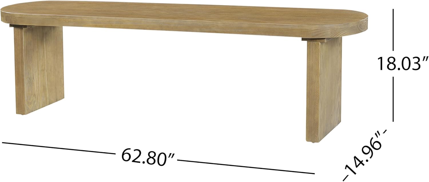 Christopher Knight Home Arford 62.8" Indoor Pine Dining Bench, Solid Wood Bench Seat for Dining Table, Modern Oval Dining Seat, Spacious Seating, Long Footstool for Living Room Dining Room, Pine Wood