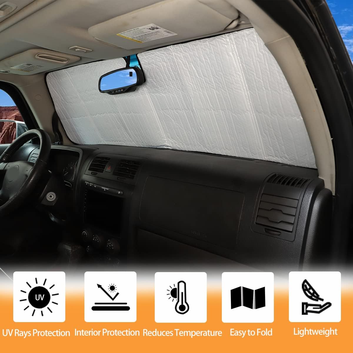 Windshield Sunshade Foldable UV Ray Reflector Auto Window Sun Shade Suitable for Hummer H3 2005-2009, Auto Interior Sun Protection Visors, Keeps Your Vehicle Cool, 8PCS (Fit for H3)
