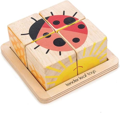 Miniatura 4 de Tender Leaf Toys - Baby Blocks - Rompecabezas de madera de 5 piezas con bandeja de almacenamiento para niños pequeños de 18 meses