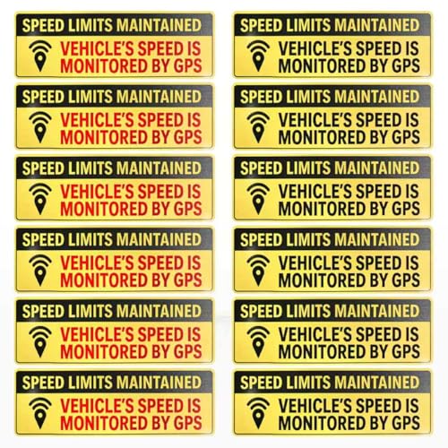 12PCS 11.02 * 3.54 Inch Speed Monitored by GPS Sticker,Vehicle Speed is Monitored by GPS Car Stickers Waterproof,Universal Self-Adhesive Safety Stickers for Cars,SUVs,Trucks