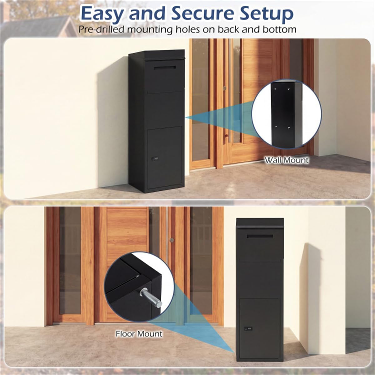 Package Delivery Box Anti-Theft with Code Lock, Heavy Duty Galvanized Steel Parcel Drop Box for Outdoor Porch, Secure Storage for Packages, Home Mail Storage Secure Drop Box, Front Door Accessory