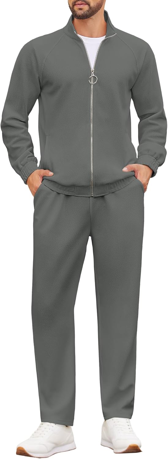 COOFANDY Mens 2 Piece Tracksuit Casual Sweatsuits Full Zip Track Suits Jogging Athletic Suit Sets