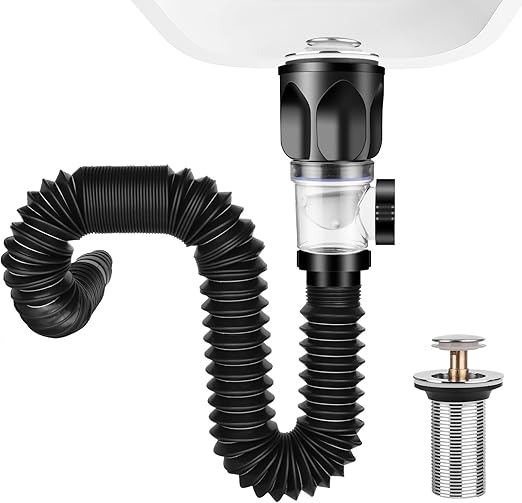 No Need Tools Easy Install Bathroom Sink Drain Kit, 3 in 1 Plumbing