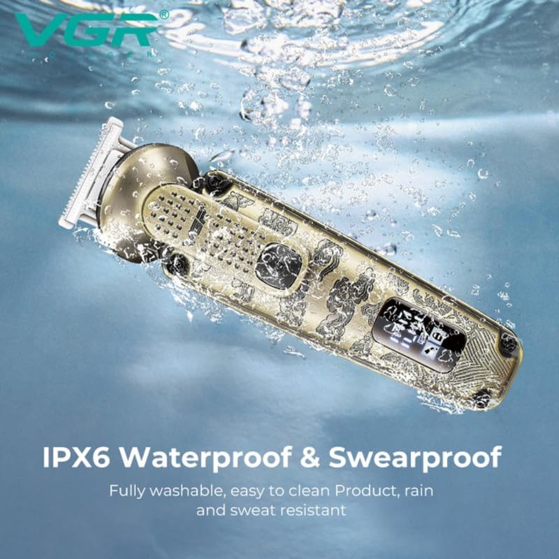VGR V-103 Multi Grooming Kit being rinsed under water, demonstrating IPX6 waterproof feature.