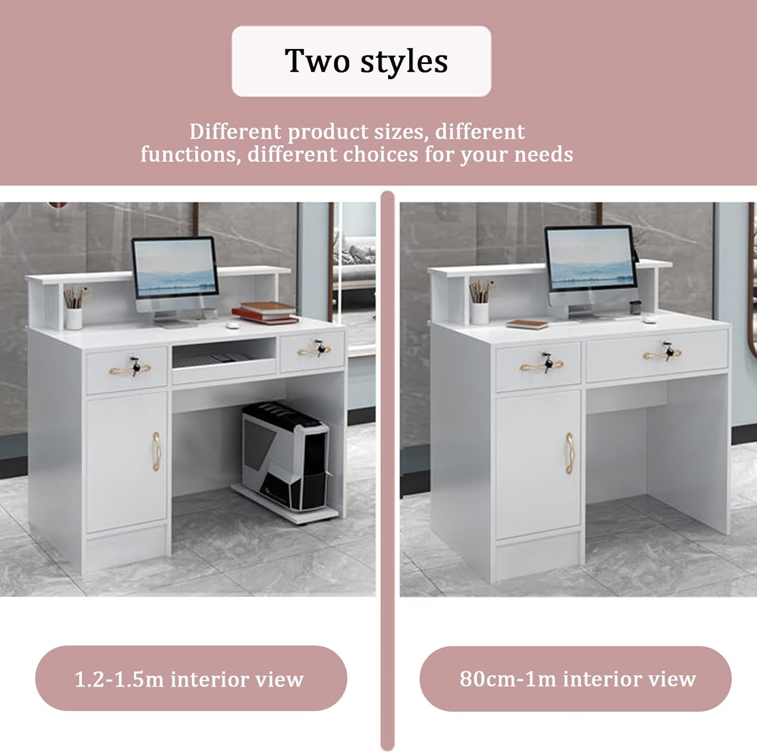 YVYKFZD Reception Desk, L-Shap Front Desk Reception, Reception Counter Desk with Display Shelf and Lockable Drawers, Standing Retail Checkout Counter Table(Warm White,31.4"x19.6"x39.3")