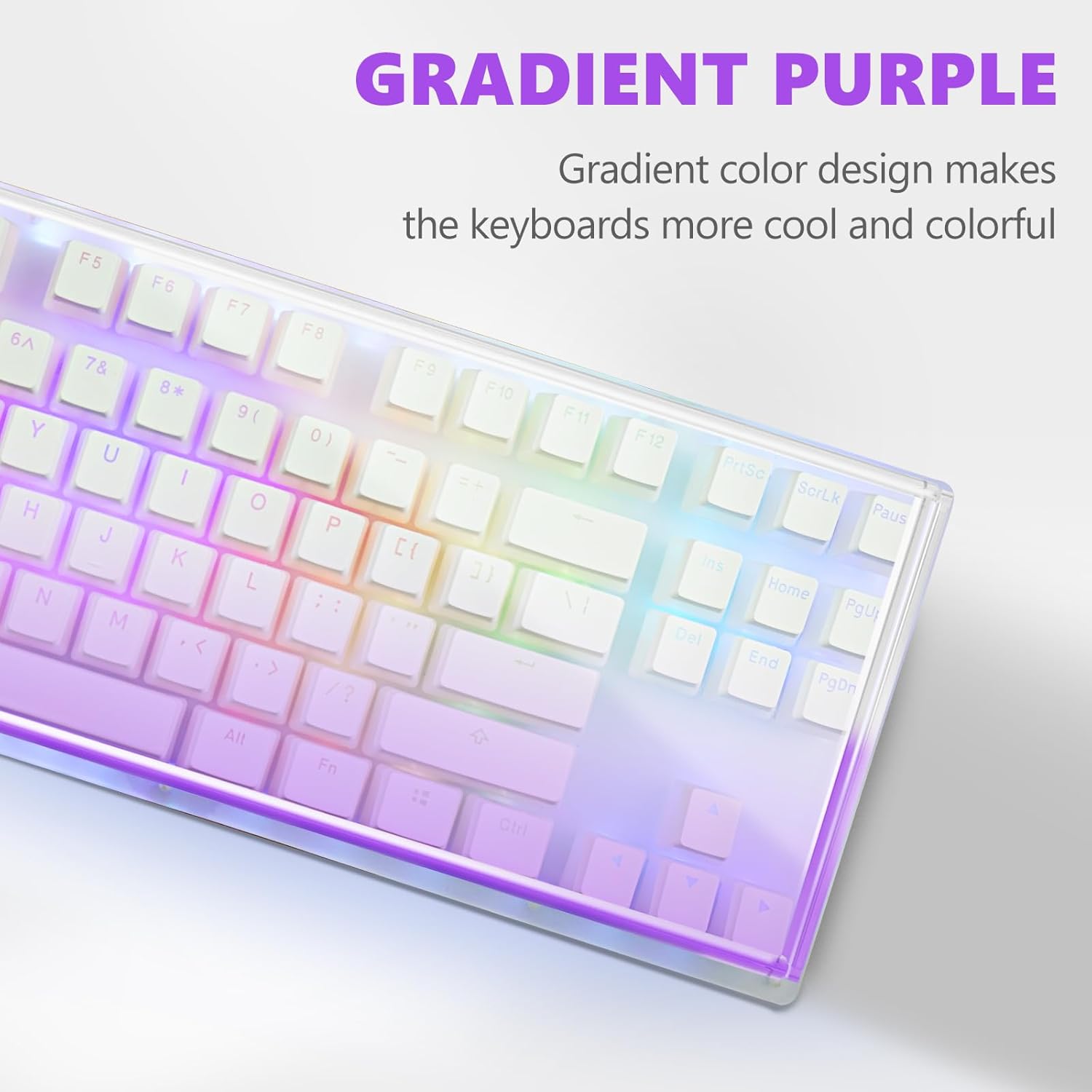 Geekria Acrylic Keyboard Dust Cover, for TKL 80% Compact 87 Key Mechanical Gaming Keyboard, Compatible with Logitech G915 TKL/G PRO (Gradient Purple)