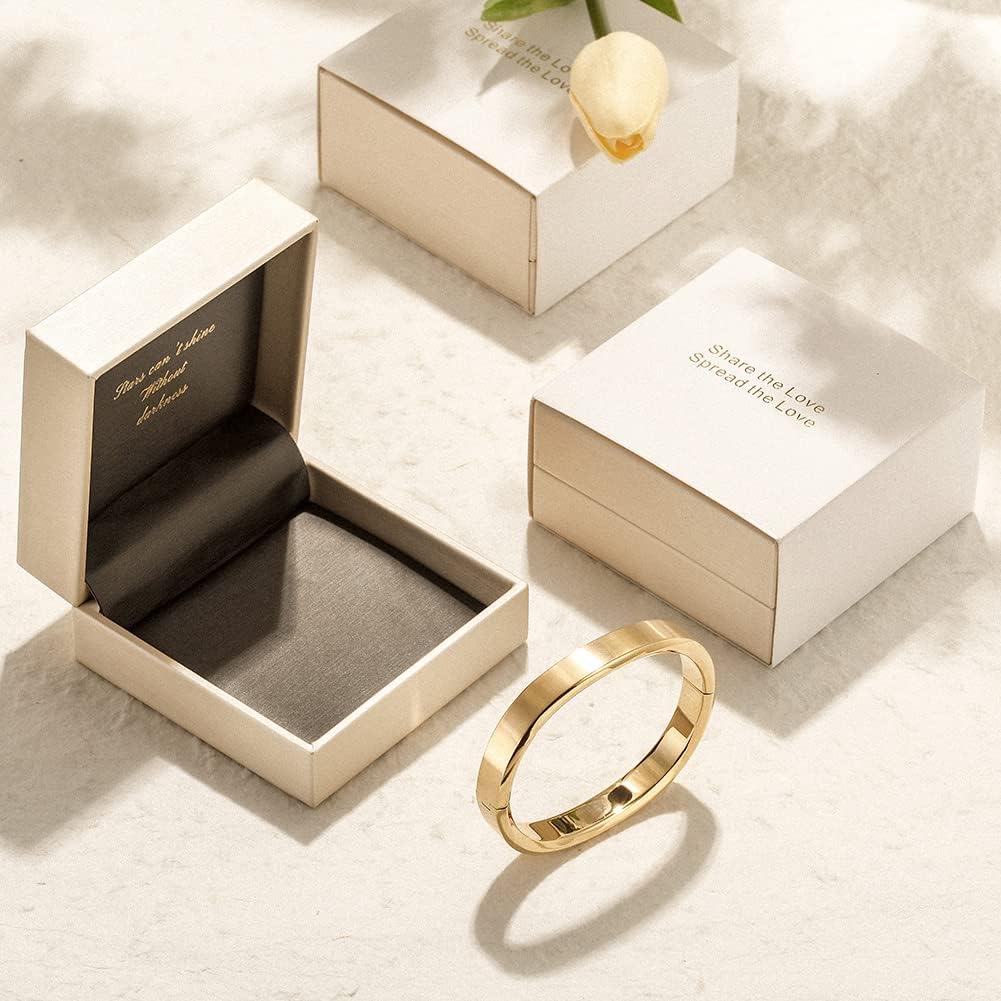 CIUNOFOR 14K Gold Cuff Bracelet Bangle For Men, 7.5" Inner Circ. Polished Finish Cuff, Gold Plated Stainless Steel Metal Bangle Bracelet with Buckle, Fits 6.7”–7.4” Wrists - Image 2