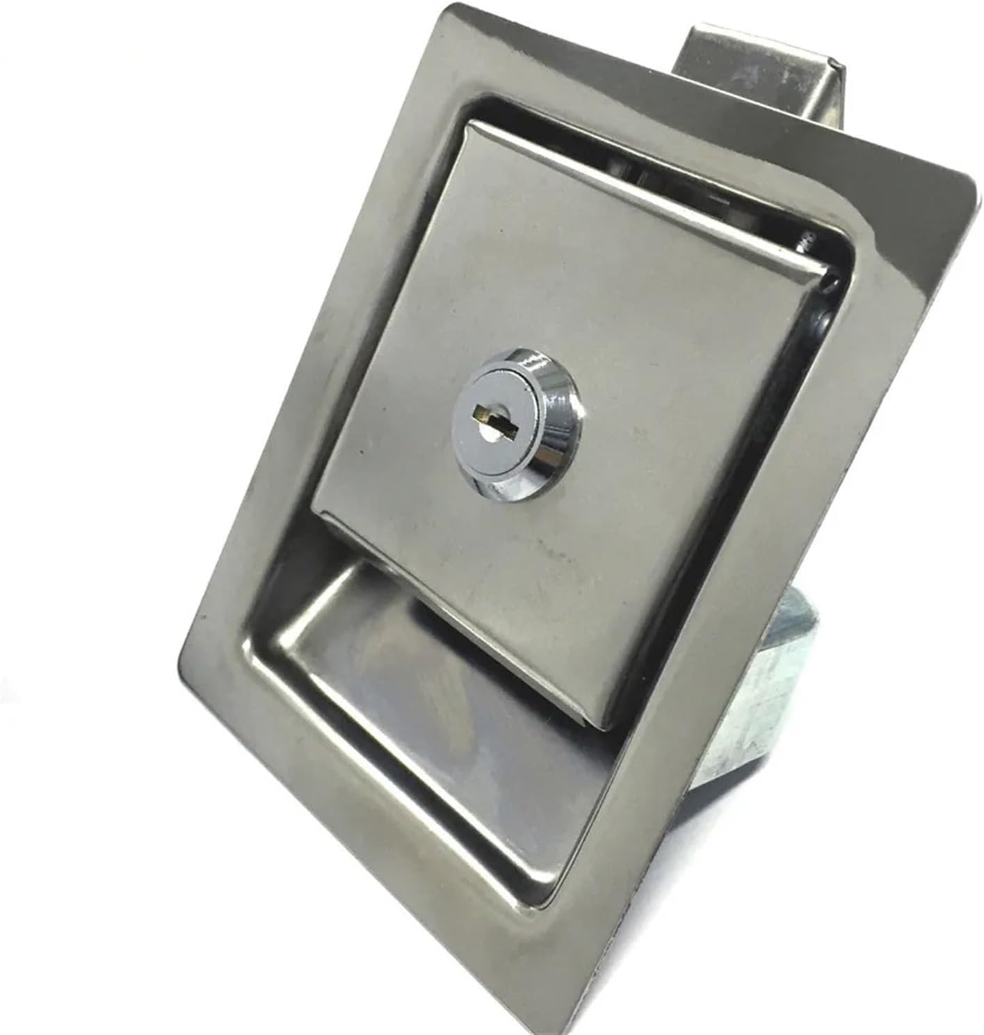 Square Cinet Door Lock with Key Or Not for Electronical Box Car Truck Trunk Pickup Bus Accessories MS215 G 1Pcs(Silver with Key)
