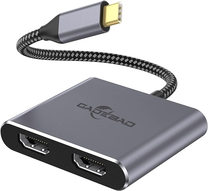 USB C to Dual HDMI Adapter, GADEBAO 4K USB Type C to 2 HDMI Converter