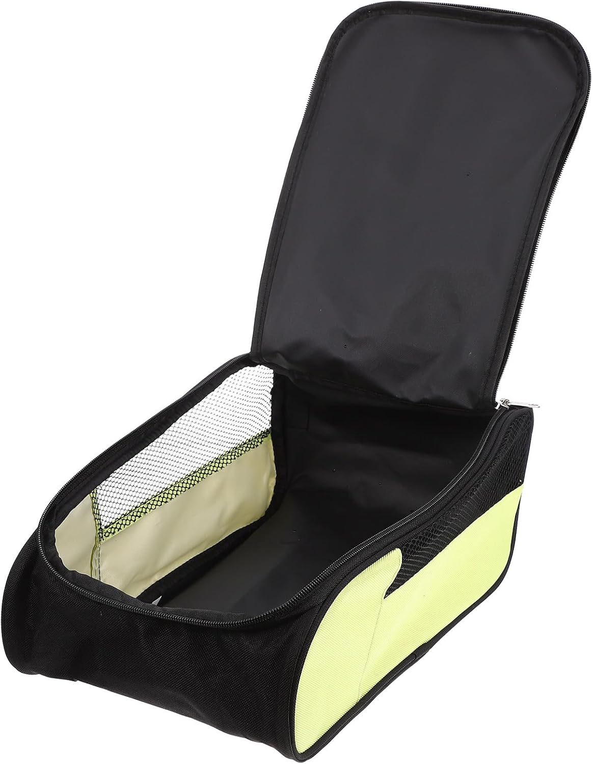 Golf Shoes Bag for Men Breathable Dustproof Zippered Shoe Storage Pouch Black Green with Side Compartments Convenient for Travel and Golfing