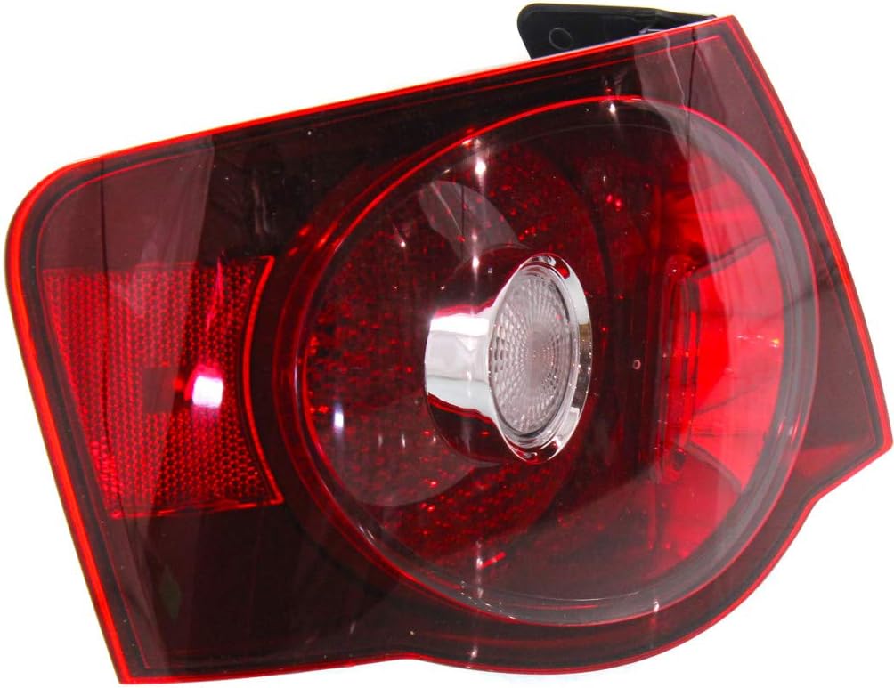 CarLights360 For Volkswagen Jetta Sedan 2008-2010 Tail Light Assembly DARK Red Lens Outer Driver Side DOT Certified VW2800127N