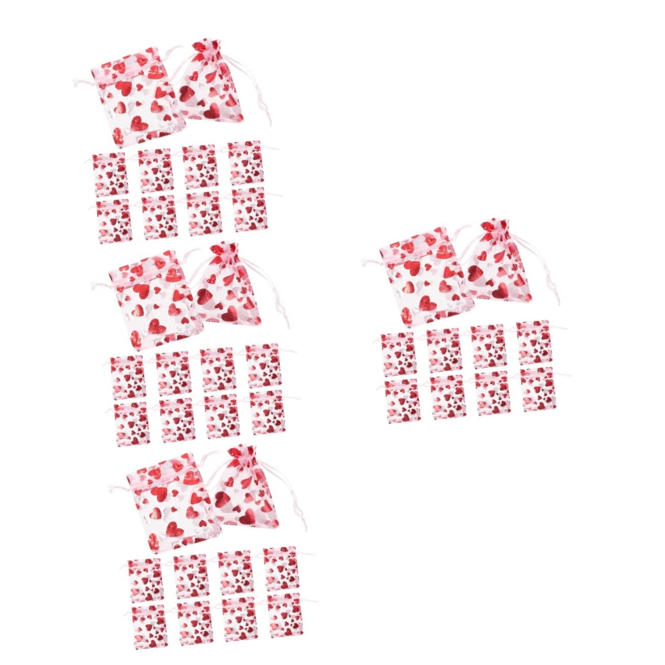 FRCOLOR 400 Piezas Bolsa De Gasa Corazón Contenedor De Dulces Bolsa De Del Día De San Valentín Bolsas Transparentes Bolsas Pequeñas Para Pequeño Bolso Con Cordón Malla Rosa