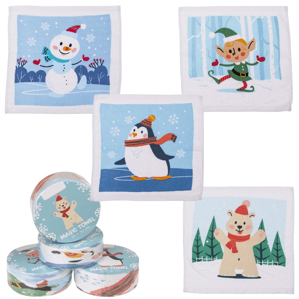 That's Crackers Multicolour Christmas Characters | Magic Expanding Flannel | Set Of 4 | Cracker Filler Gift