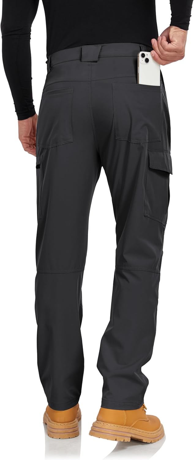 Men's Hiking Cargo Pants Lightweight Quick-Dry Waterproof Stretch Work Fishing Travel Outdoor Pants with 6 Pockets - Image 3